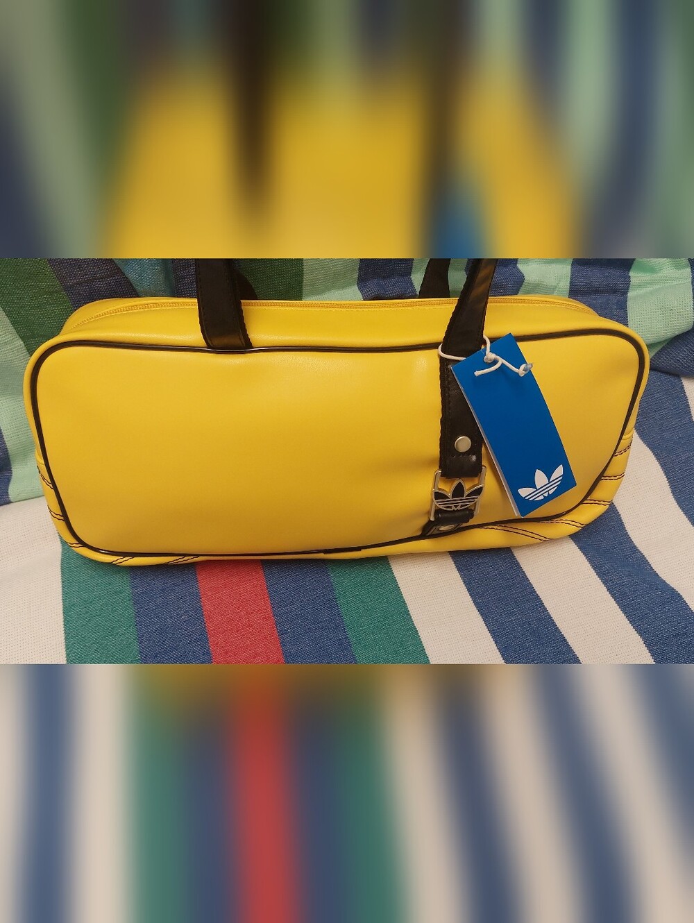Adidas Yellow Vinyl Shoulder Bag with Black Trim - Picture 3 of 10